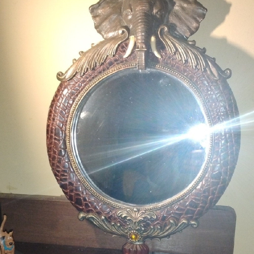 Elephant Design Brown Wall Mirror